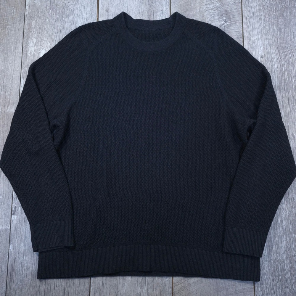 Lululemon Crewneck Sweater Mens XL Black Coolmax Textured Knit Pullover